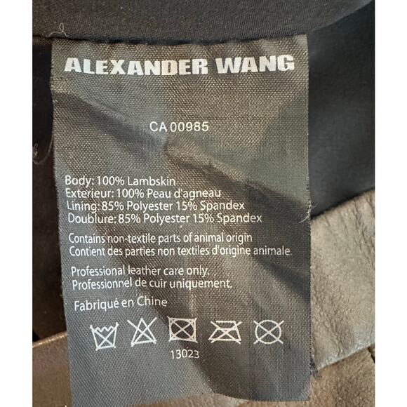 Alexander Wang Brown Lamb Leather Shorts Elastic Drawstring sz 4 EUC - Picture 5 of 5